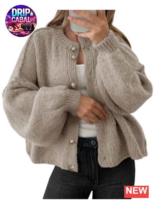 Sweaters - Women's Chunky Knit Cardigan Oversized Long Sleeve Button Up Fall Winter Coat